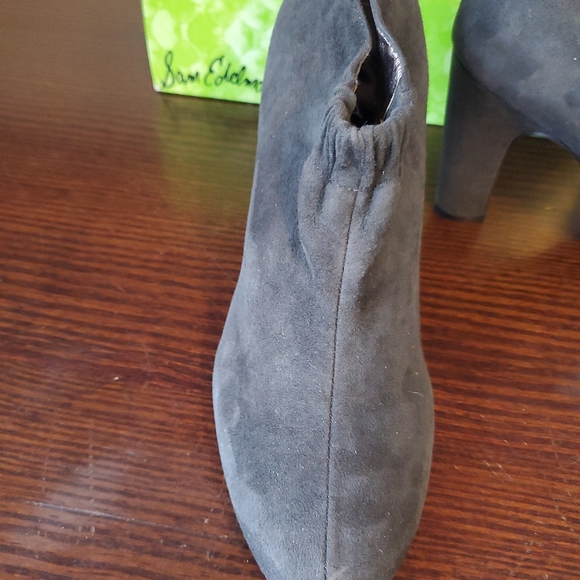 Womens Sam Edelman Grey Pewter Suede Bootie Heels, Simone sz 10 New in Box - Picture 9 of 16